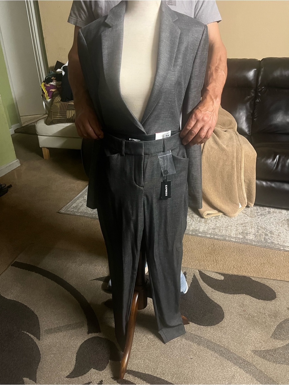 Express Charcoal Gray Suit Jacket and Pants